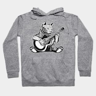 Vintage Cat Playing Acoustic Guitar Hoodie